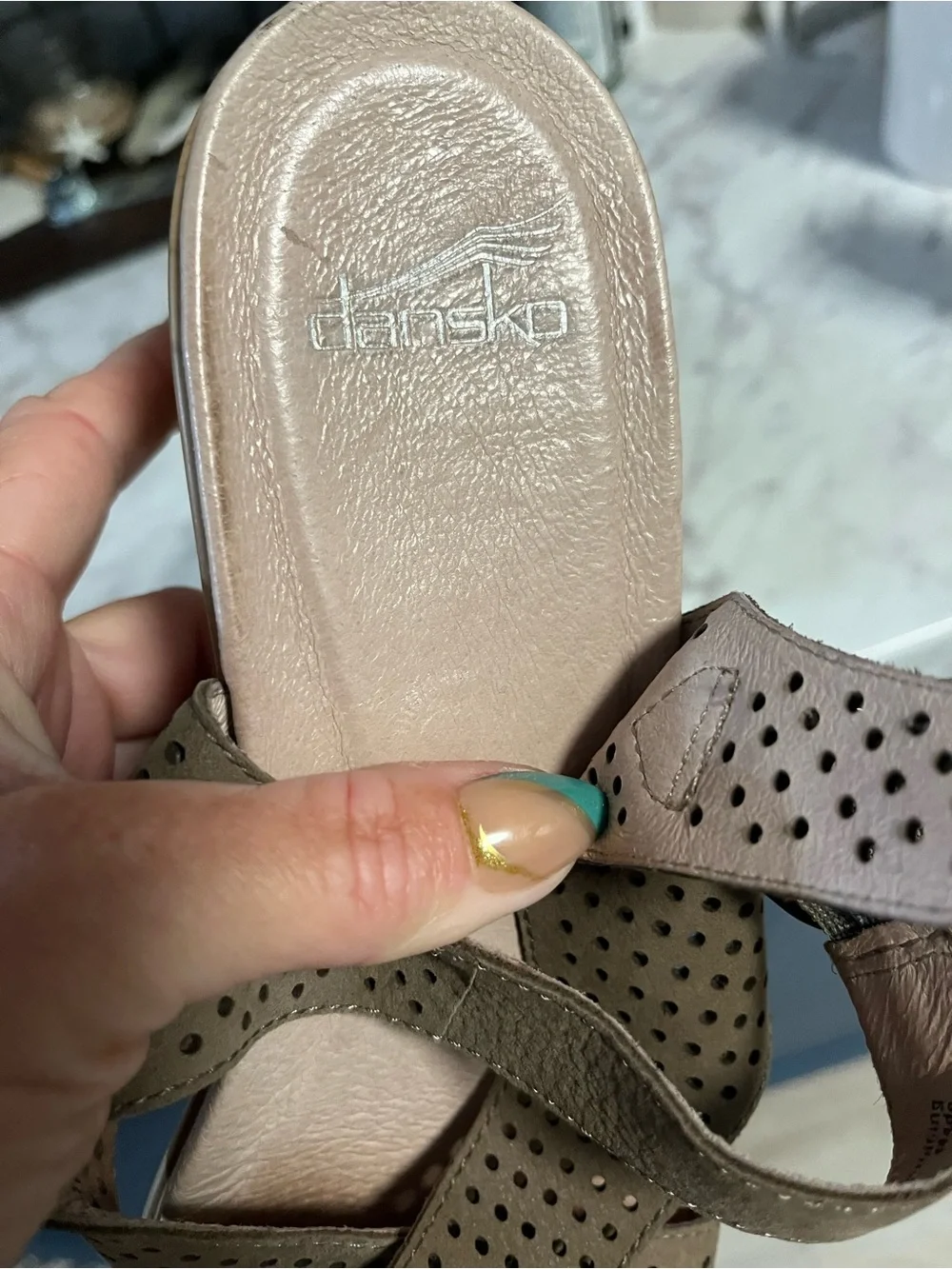 Dansko Brown Perforated Leather Wedge Sandals